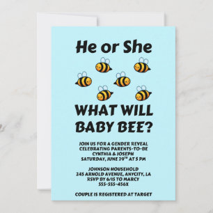 What Will Baby Bee Gender Reveal Invitation