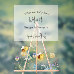 what will baby bee gender reveal party frosted acrylic sign