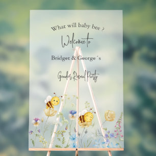 what will baby bee gender reveal party frosted acrylic sign