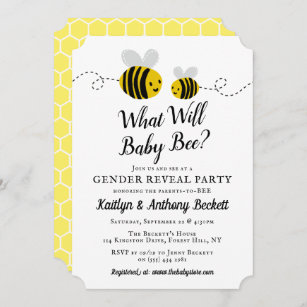 What Will Baby Bee Gender Reveal Party Invitation