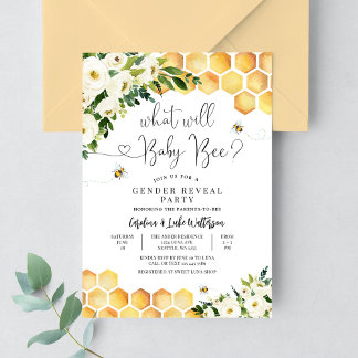 What Will Baby Bee Gender Reveal Party Invitation
