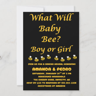 What Will Baby Bee gender reveal party Invitation