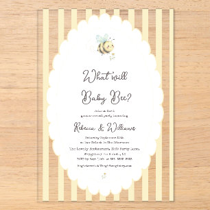  What Will Baby Bee? Gender Reveal Preppy Yellow  Acrylic Invitations