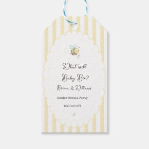 What Will Baby Bee? Gender Reveal Preppy Yellow Gift Tags