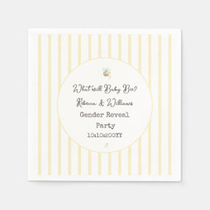  What Will Baby Bee? Gender Reveal Preppy Yellow  Napkin