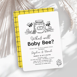 What will Baby Bee? Hand-drawn Honey Gender Reveal Invitation