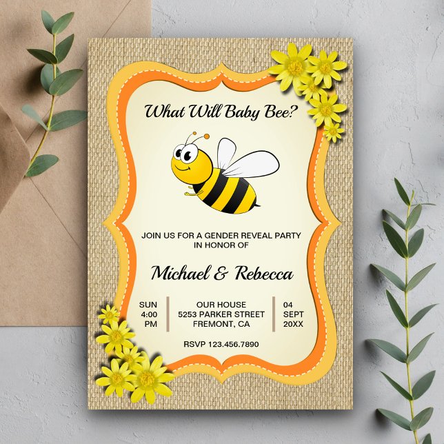 What Will Baby Bee | Honey Bee Gender Reveal Party Invitation (Creator Uploaded)