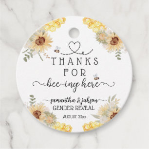 What will baby bee sunflower Gender Reveal Favour Tags