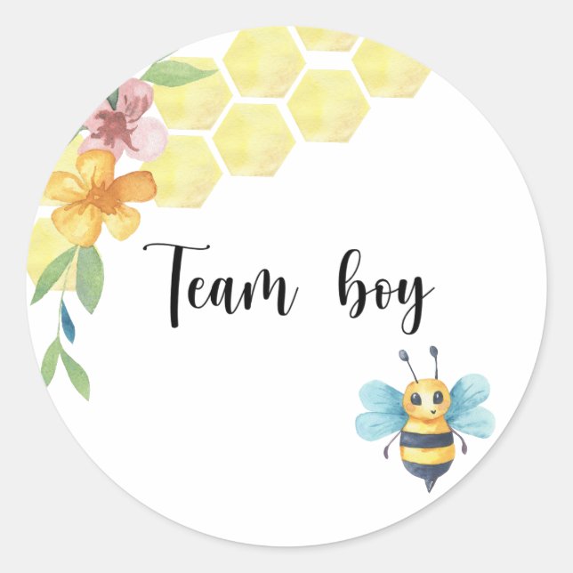 What will baby bee team boy  classic round sticker (Front)
