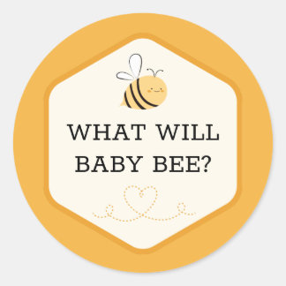 What Will Baby Bee Theme Gender Reveal Yellow Cute Classic Round Sticker