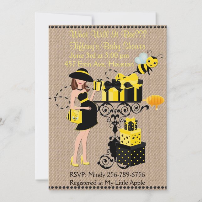 What will it Bee Baby Shower Reveal Invitation (Front)