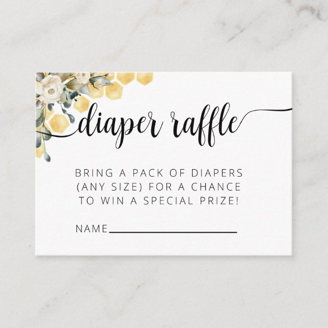 What Will it Bee Diaper Raffle Enclosure Card. (Front)