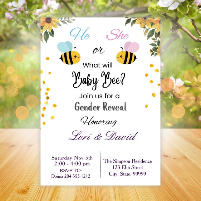 What Will it Bee Gender Reveal Invitation (Creator Uploaded)