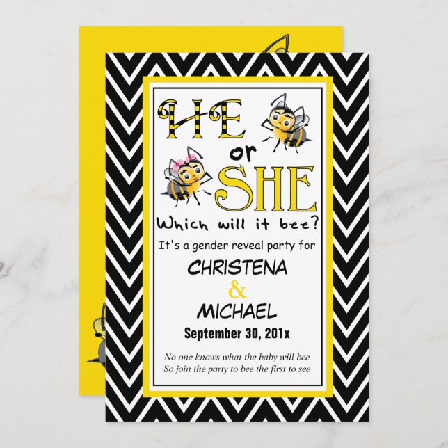 What Will It BEE Gender Reveal Invitation (Front/Back)