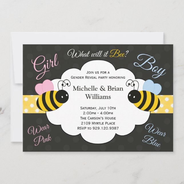 What will it Bee Gender Reveal Party Invitation (Front)