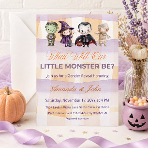 What Will Our Little Monster Be Gender Reveal Invitation