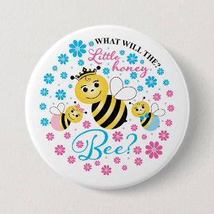 What Will The Little Honey Bee Gender Reveal 3 Inch Round Button
