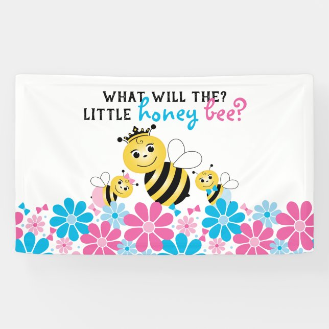 What Will The Little Honey Bee Gender Reveal Banner (Horizontal)