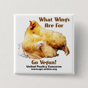 What Wings Are For - Go Vegan 2 Inch Square Button