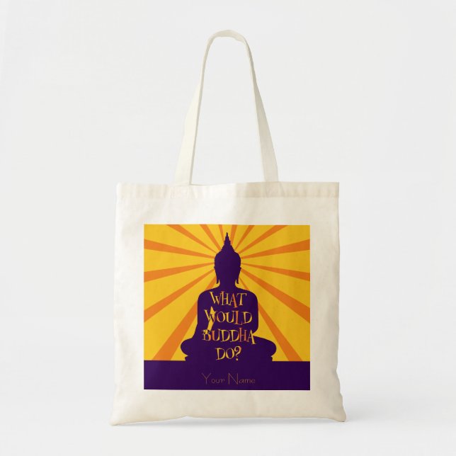 What Would Buddha Do? Buddha Statue Silhouette Tote Bag (Front)