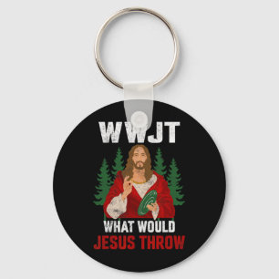 What Would Jesus Throw Disc Golf Player Frisbee Di Keychain