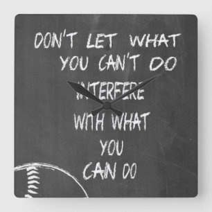 What You Can Do Baseball Chalkboard Motivational Square Wall Clock