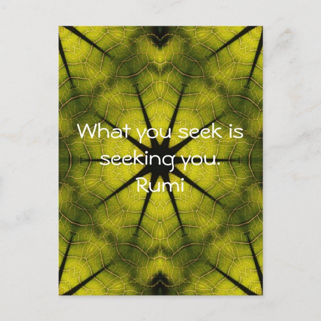 What you seek Rumi Wisdom Attraction Quotation Postcard (Front)
