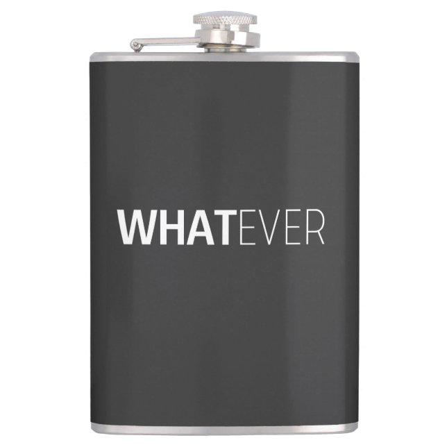 'WHATEVER' BLACK HIP FLASK (Front)