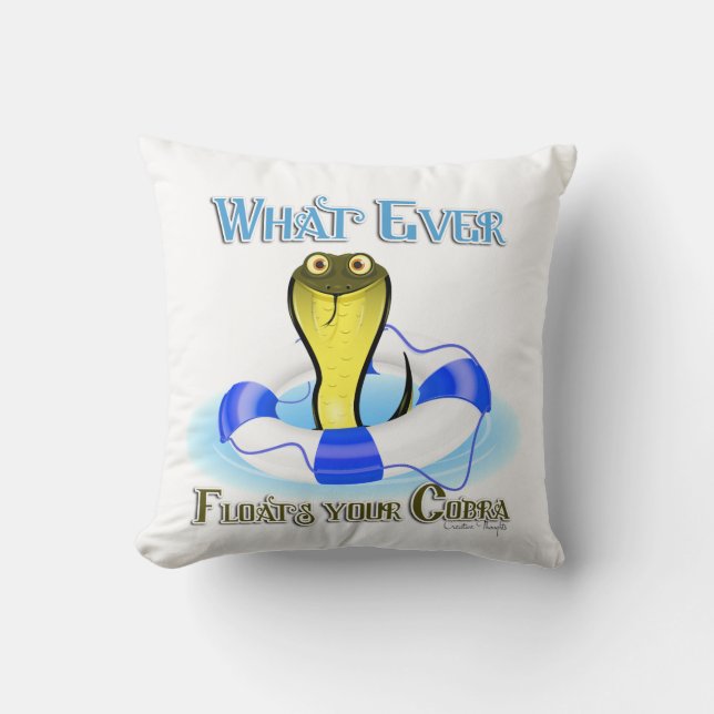 Whatever Floats Your Cobra Throw Pillow (Front)