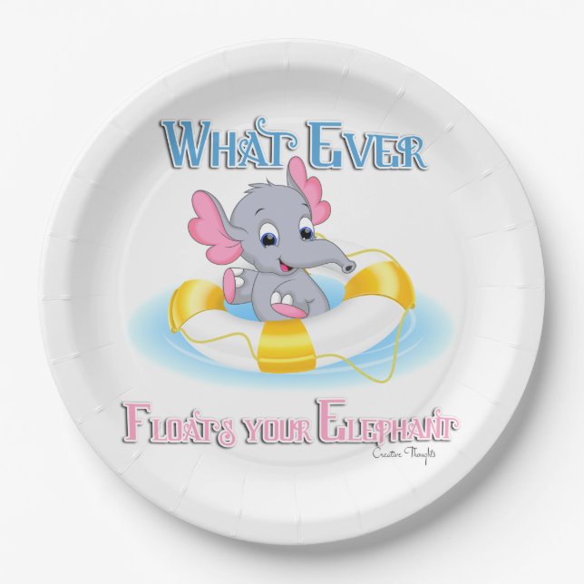 Whatever Floats Your Elephant 3 Paper Plate (Front)