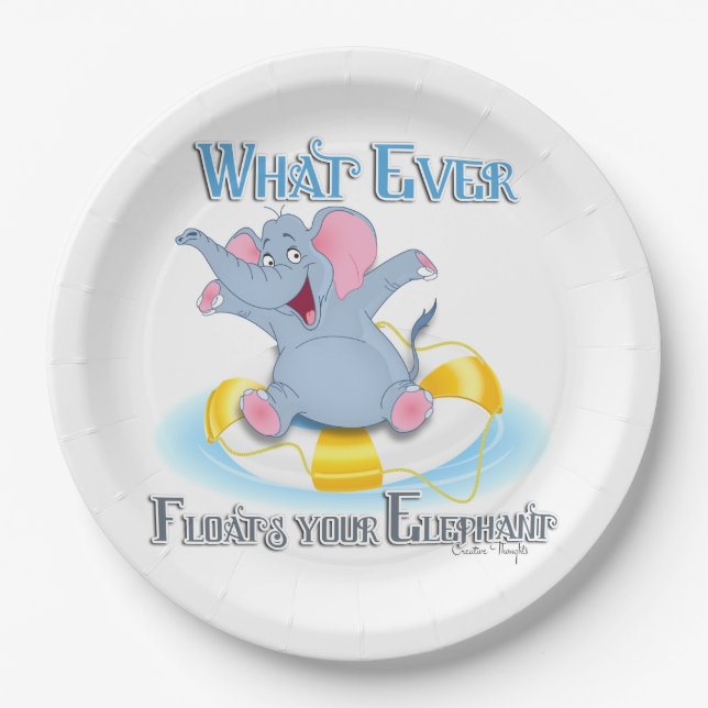 Whatever Floats your Elephant Paper Plate (Front)