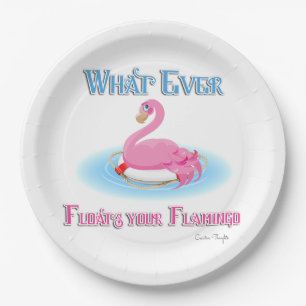 Whatever Floats Your Flamingo 2 Paper Plate