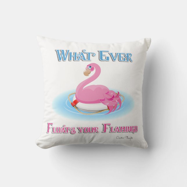 Whatever Floats Your Flamingo 2 Throw Pillow (Front)