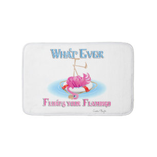 Whatever Floats Your Flamingo Bath Mat