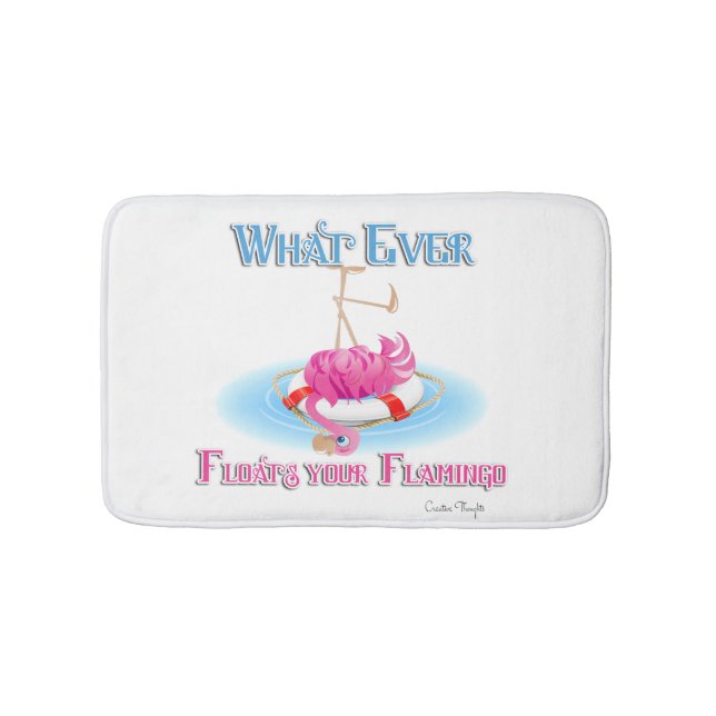 Whatever Floats Your Flamingo Bath Mat (Front)