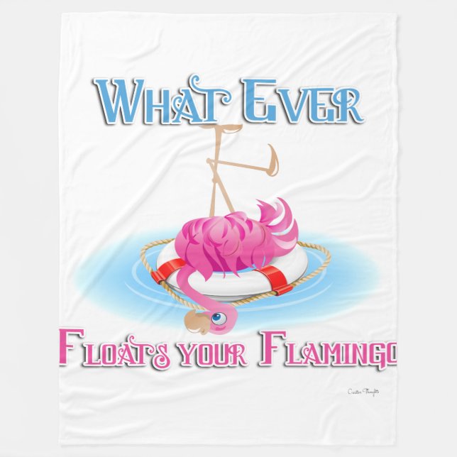 Whatever Floats Your Flamingo Fleece Blanket (Front)