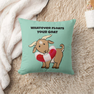 Whatever Floats your Goat Life Preserver Cartoon Throw Pillow