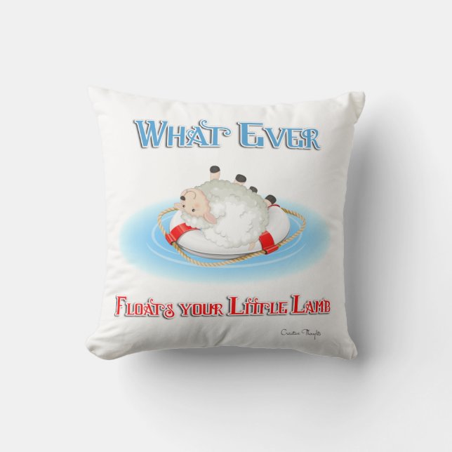 Whatever Floats Your Little Lamb Throw Pillow (Front)