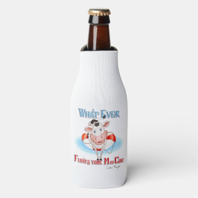 Whatever Floats Your Moo Cow Bottle Cooler (Bottle Front)