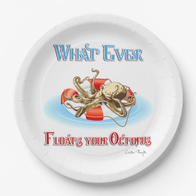 Whatever Floats Your Octopus Paper Plate (Front)