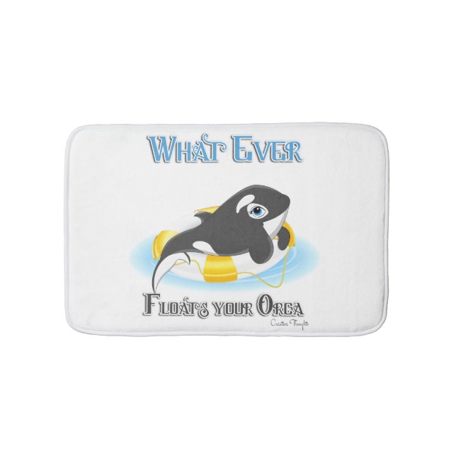 Whatever Floats Your Orca Whale Bath Mat (Front)