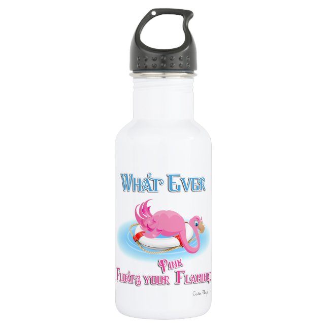 Whatever Floats Your Pink Flamingo 532 Ml Water Bottle (Front)