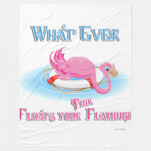 Whatever Floats Your Pink Flamingo Fleece Blanket