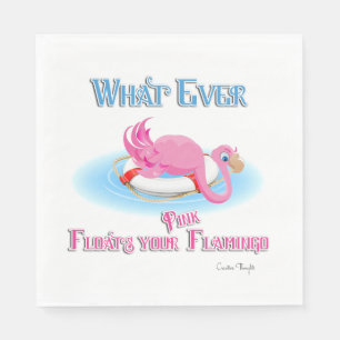 Whatever Floats Your Pink Flamingo Napkin
