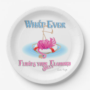 Whatever Floats Your Silly Flamingo Paper Plate