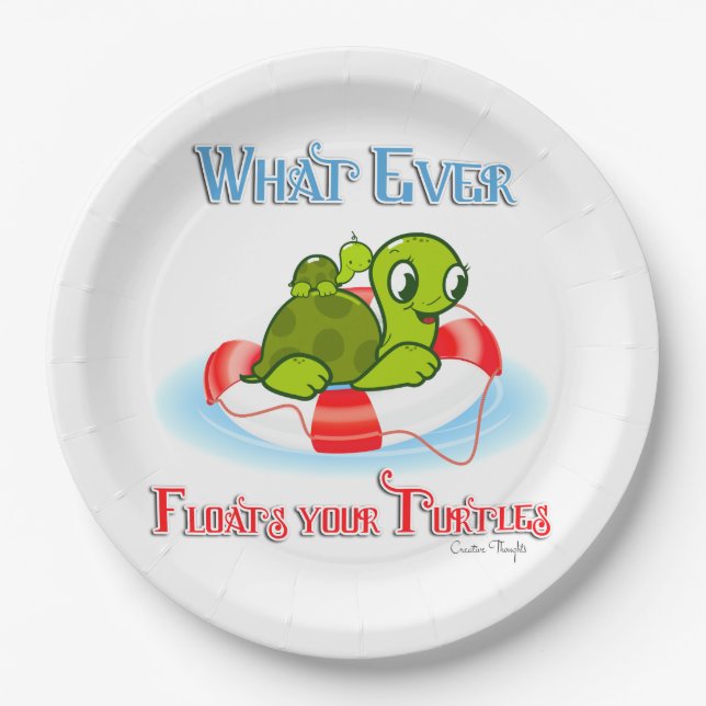 Whatever Floats Your Turtles 2 Paper Plate (Front)