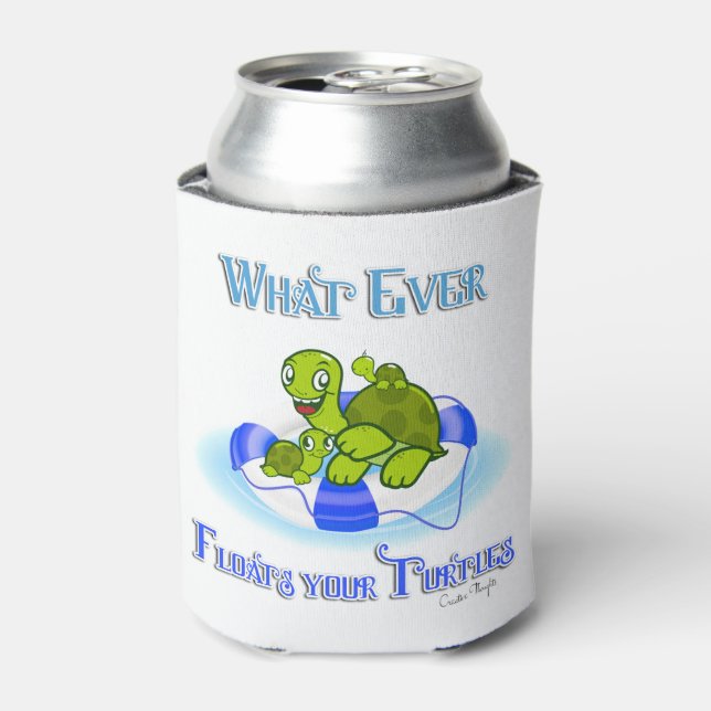 Whatever Floats Your Turtles 3 Can Cooler (Can Front)