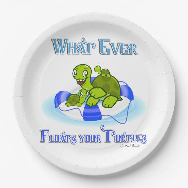 Whatever Floats Your Turtles 3 Paper Plate (Front)