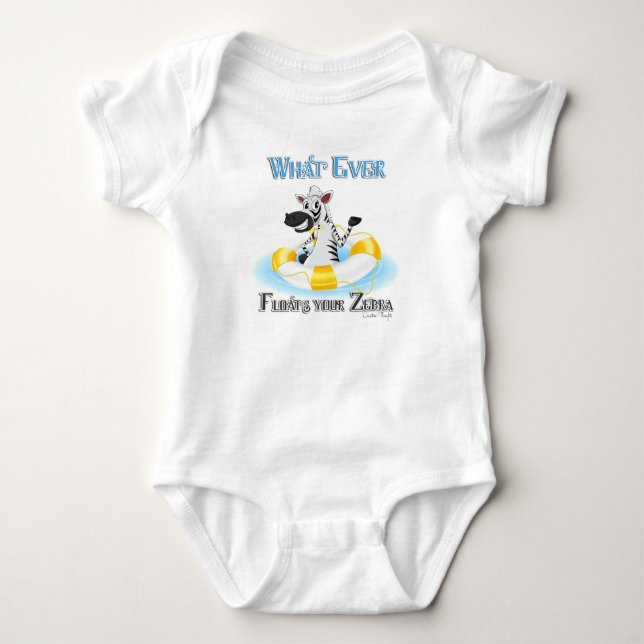 Whatever Floats Your Zebra Baby Bodysuit (Front)