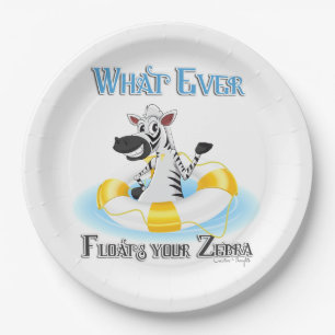 Whatever Floats Your Zebra Paper Plate